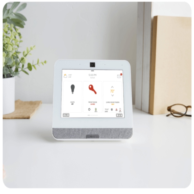 Smart home control panel showing door lock, lights, and thermostat settings in Austin & Dallas, TX