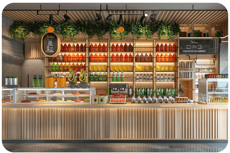 A food service counter with a wall security panel and an open ledger on the surface in Phoenix, AZ.