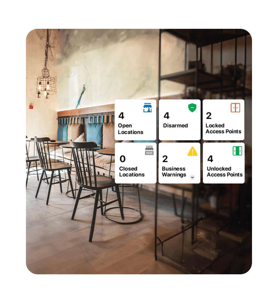 Digital home security panel installed in a commercial kitchen area in Phoenix, AZ.
