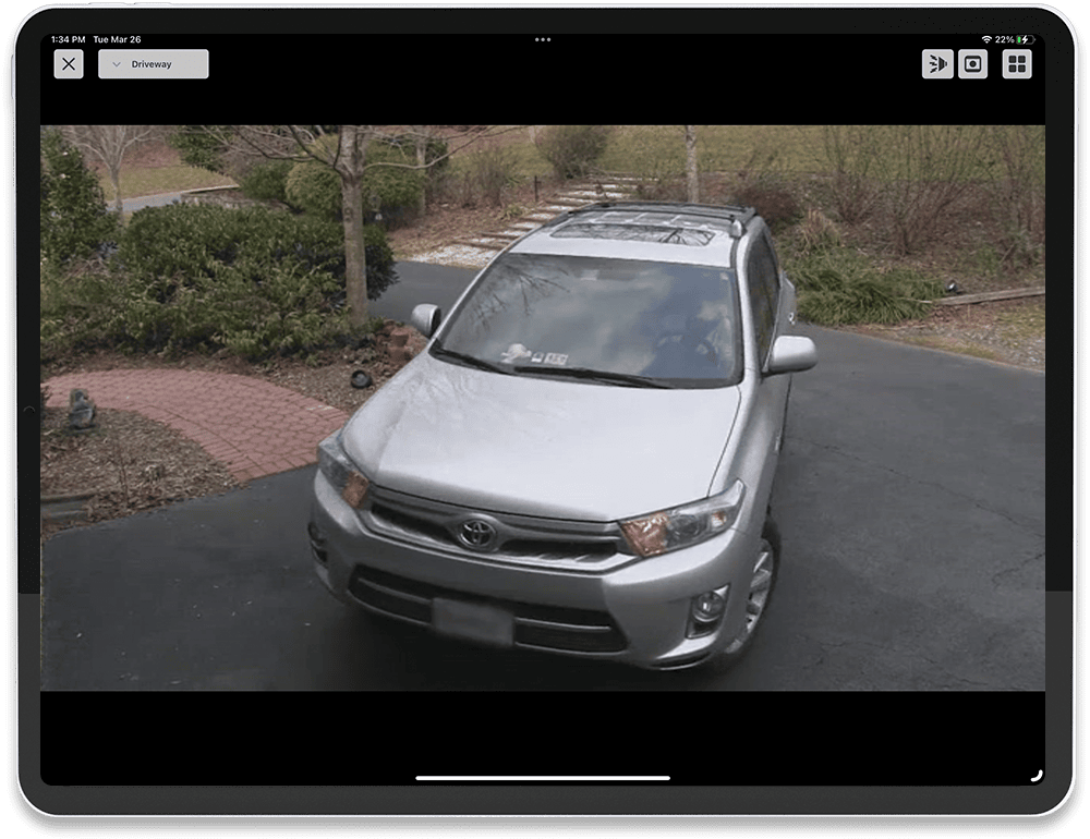 Outdoor camera event shown on an iPad