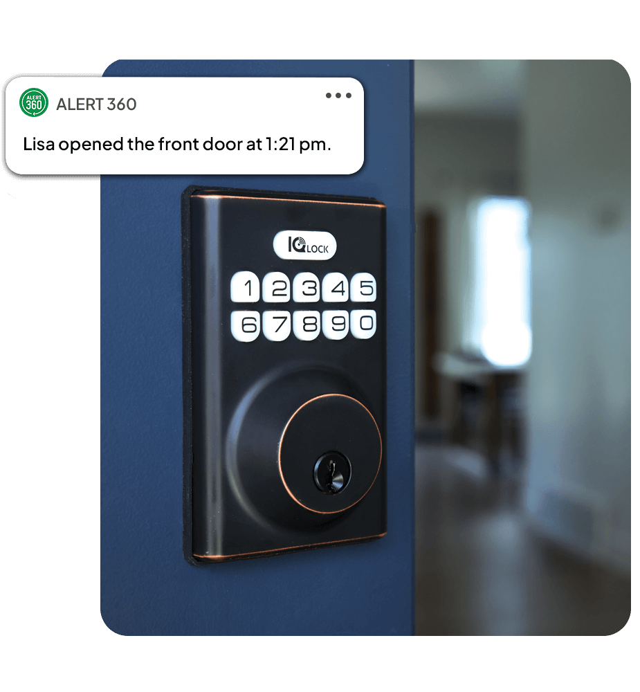 Alert 360 smart lock on a residential entry door
