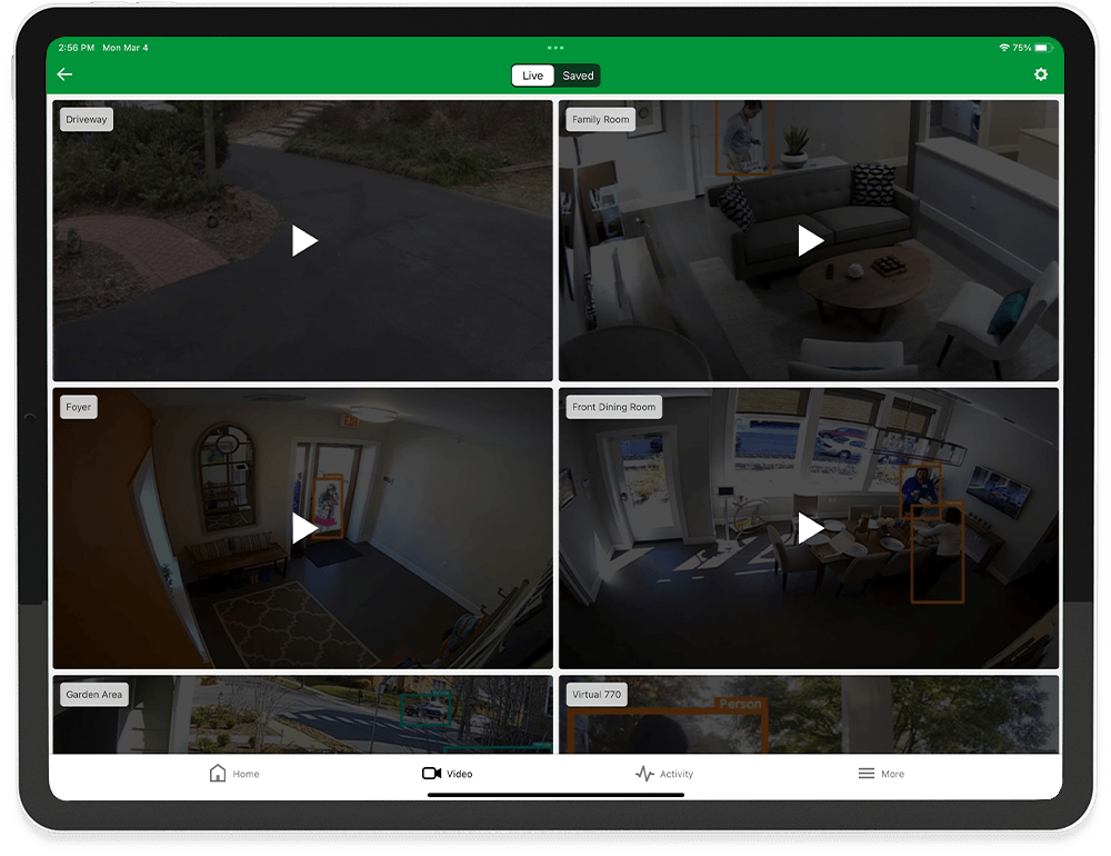 CCTV camera feeds shown on an iPad