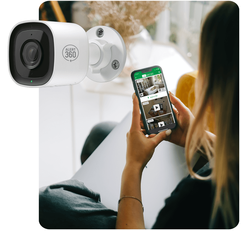 Mobile app showing live outdoor surveillance