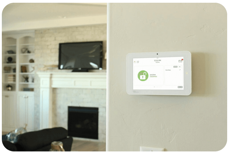 Security panel mounted on wall