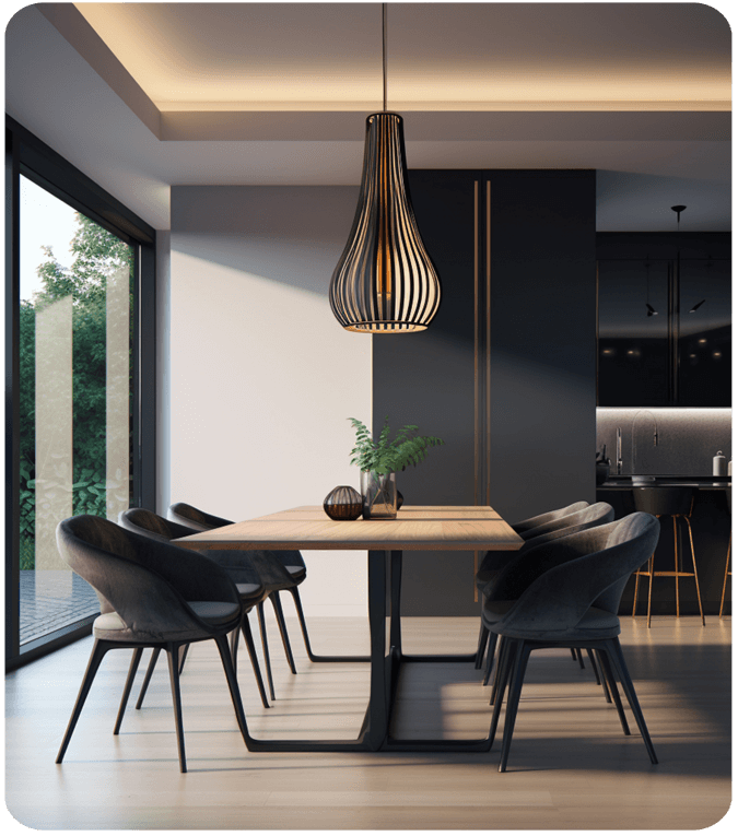 Modern home interior with connected lighting scenes