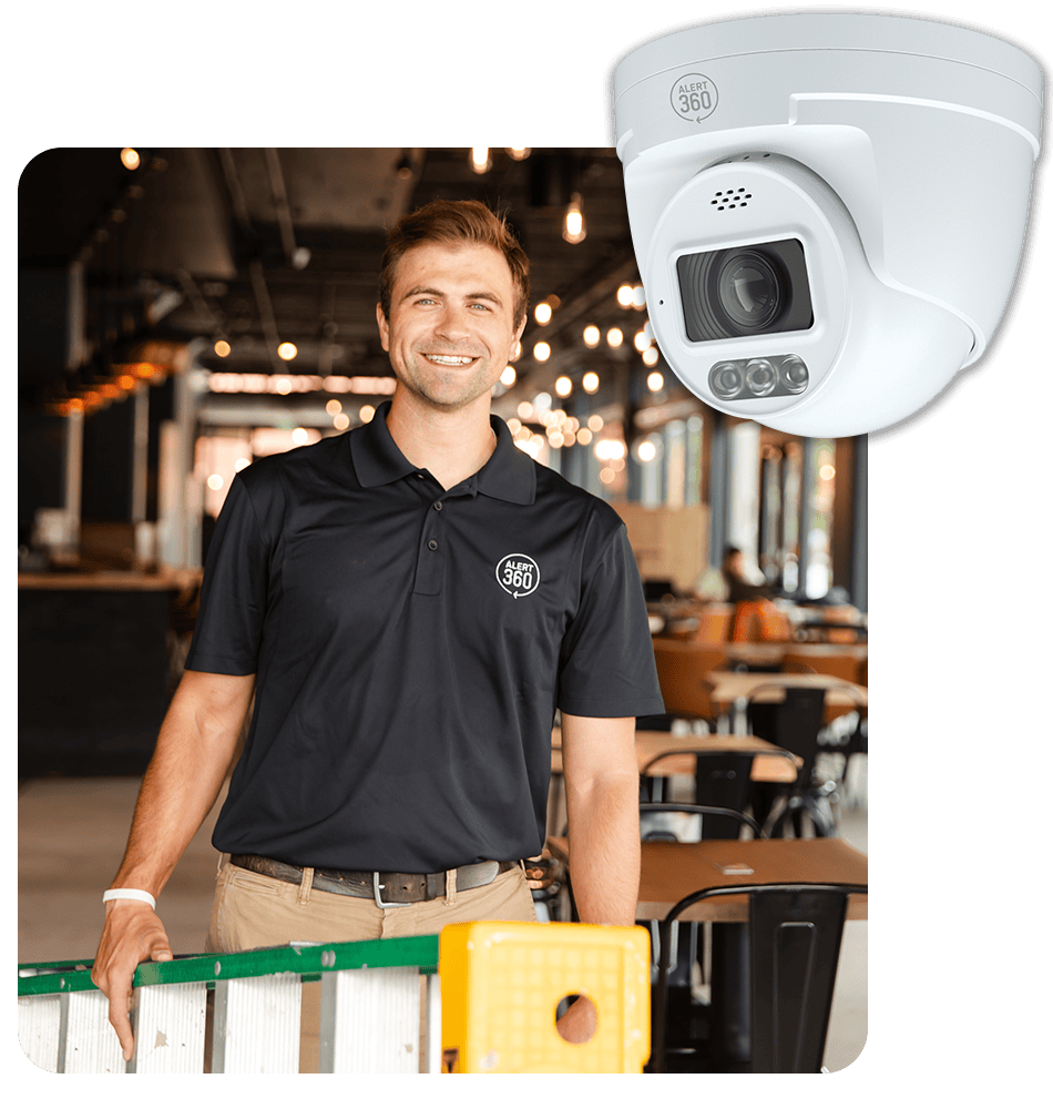 Alert 360 commercial security camera installation inside a business