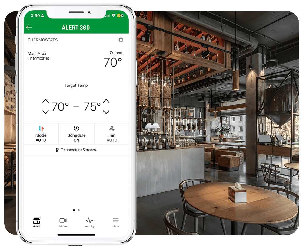 Small business interior with Alert 360 security support